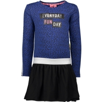 B.Nosy Meisjes jurk - blauwe panter - Maat 122/128