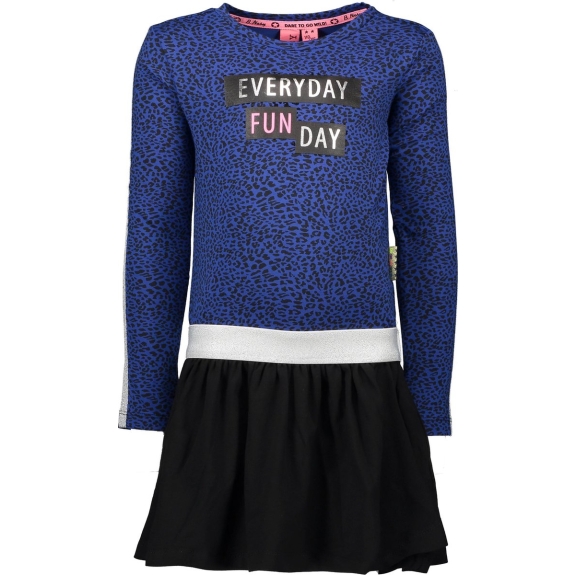 B.Nosy Meisjes jurk - blauwe panter - Maat 122/128