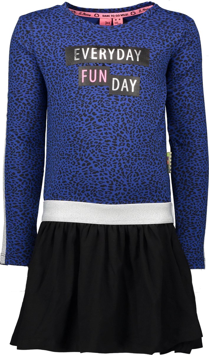 Meisjes jurk - blauwe panter - Maat 122/128