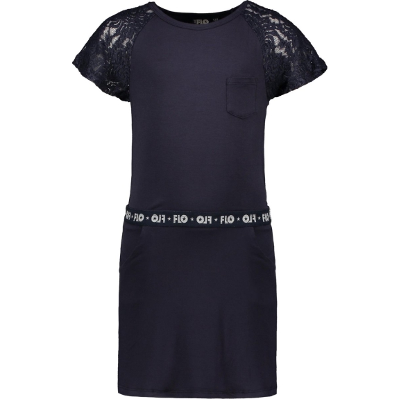 Like FLO jersey jurk kant - donkerblauw - Maat 116