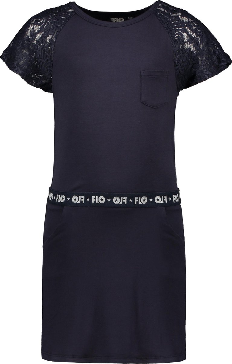 jersey jurk kant - donkerblauw - Maat 116