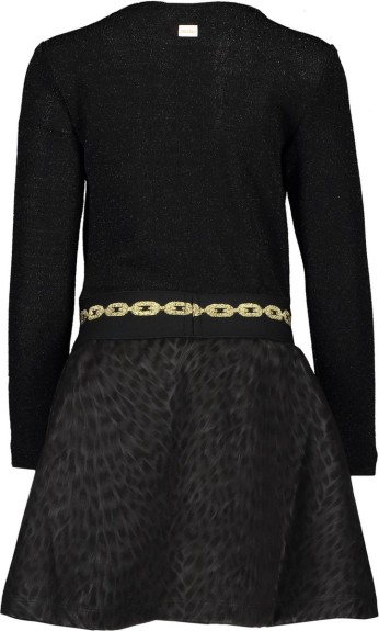 Le Chic Meisjes Glitter Jurk - Zwart - Maat 110