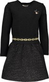 Le Chic Meisjes Glitter Jurk - Zwart - Maat 110