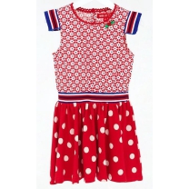 Mim-Pi Meisjes Jurk - Rood-Wit-Blauw - Maat 104