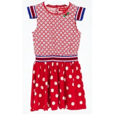 Mim-Pi Meisjes Jurk - Rood-Wit-Blauw - Maat 104