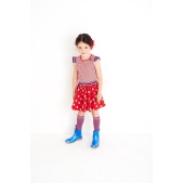 Mim-Pi Meisjes Jurk - Rood-Wit-Blauw - Maat 104