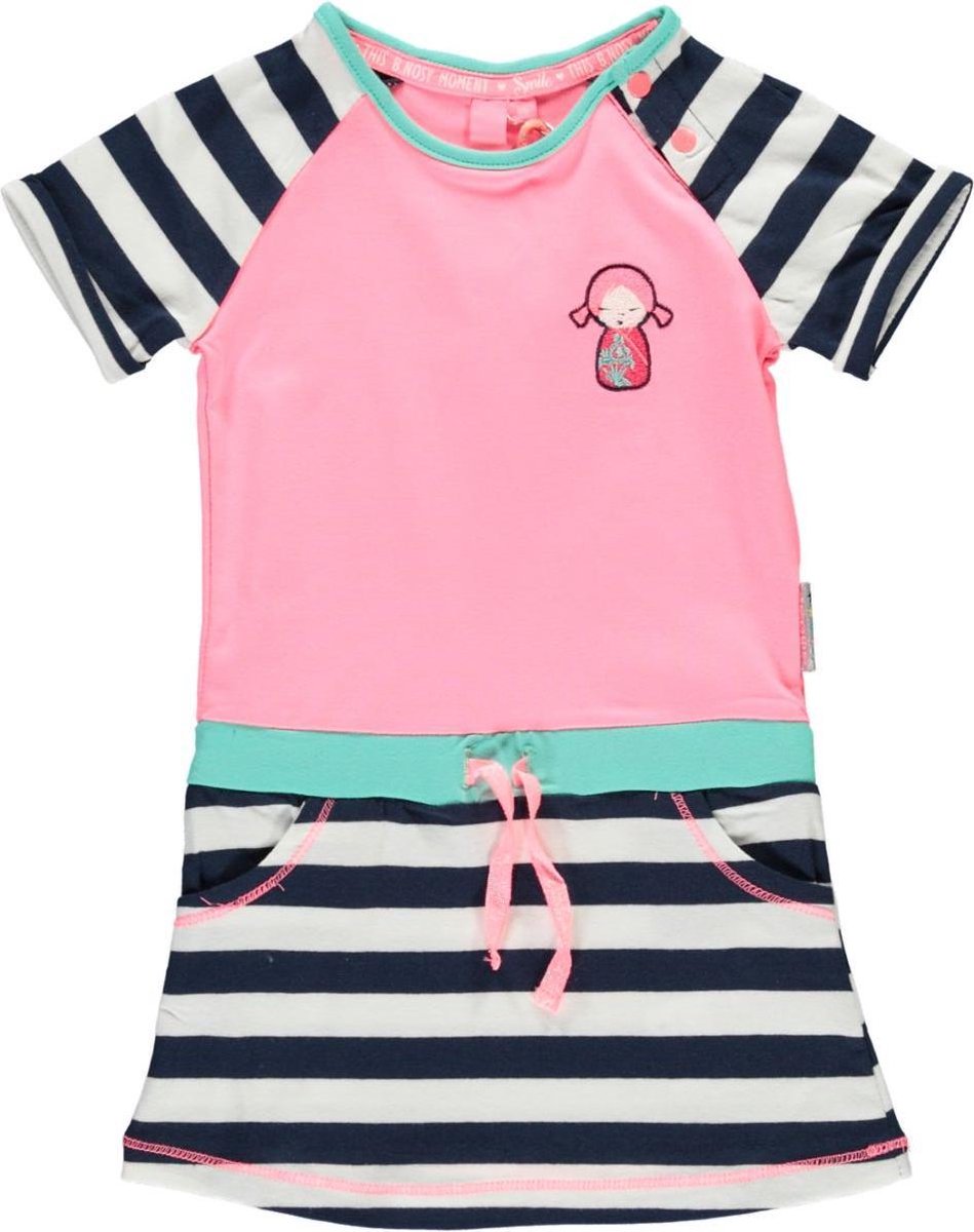 Meisjes Jurk - stripe blueberry/white - Maat 74