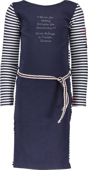 NONO Meisjes Jurk - Navy - Maat 122/128